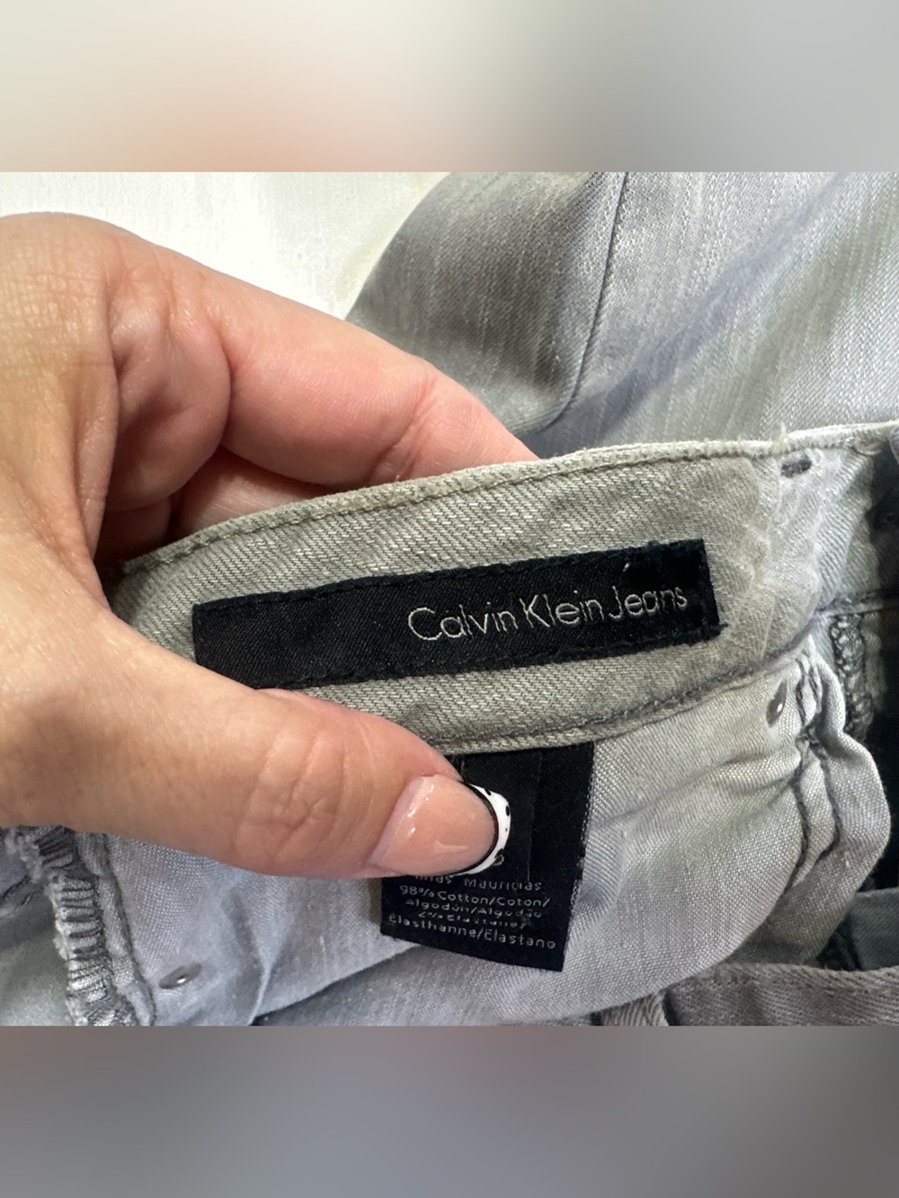 Calvin Klein Jeans Boyfriend Gray Denim Pants Women’s Size 10 Stretch - Picture 10 of 13